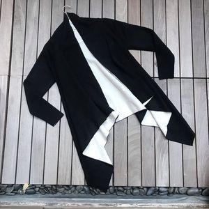 KOTON Black & White Knit Open Cardigan